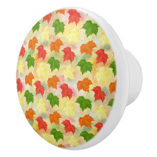 Bouton De Porte En Céramique feuilles d'automne de l'aquarelle
