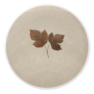 Bouton De Porte En Céramique Feuilles d'automne dorées cuivrées Décor élégant c