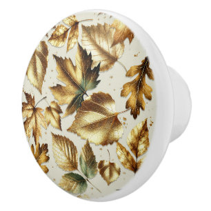 Bouton De Porte En Céramique Feuilles de bronze doré Abricot beige glamour auto