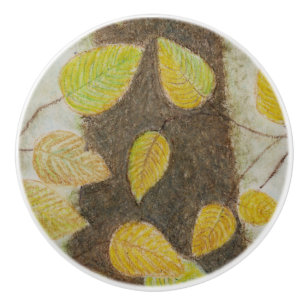 Bouton De Porte En Céramique Feuilles hêtre