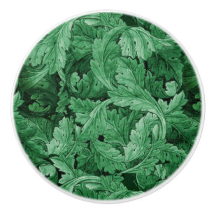 Bouton De Porte En Céramique Feuilles verts (par William Morris)