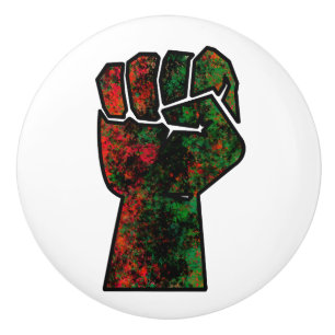 Bouton De Porte En Céramique fierté noire drapeau rouge vert poing panafricain