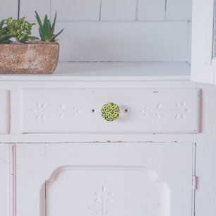 Bouton De Porte En Céramique Fiesta Fun Green Chili Motif