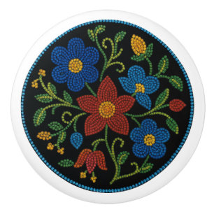 Bouton De Porte En Céramique Fil de Metis Flore Art autochtone Ceramic Knob