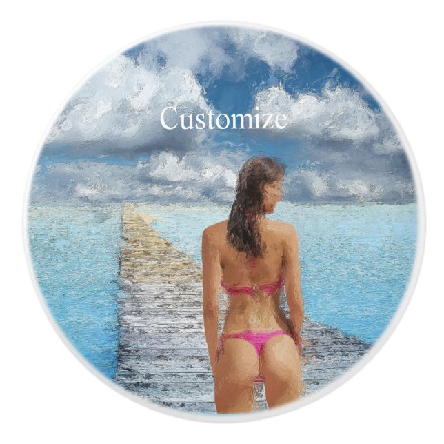 Bouton De Porte En Céramique Fille Bikini Thunder_Cove (Devant)