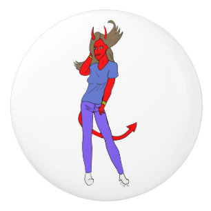 Bouton De Porte En Céramique fille diable