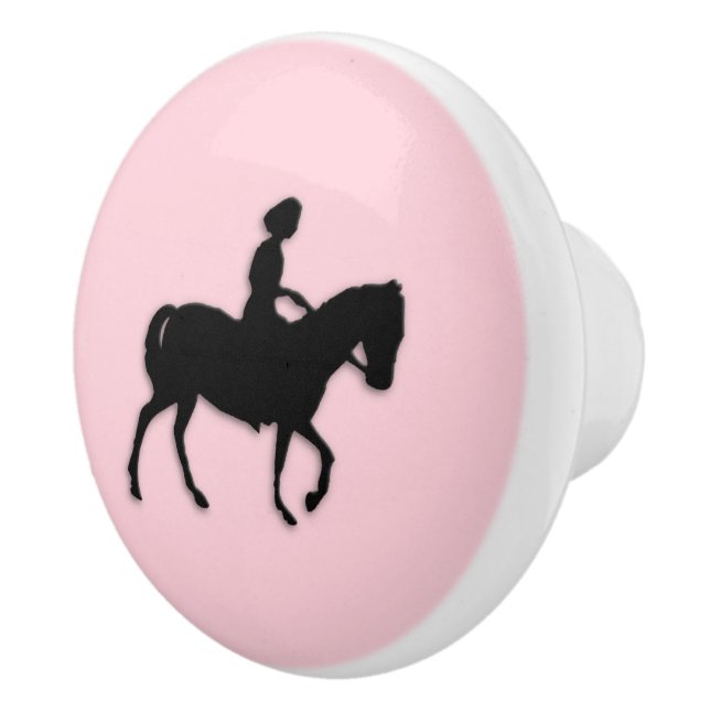 Bouton De Porte En Céramique Fille sur le rose de cheval/poney (Droite)