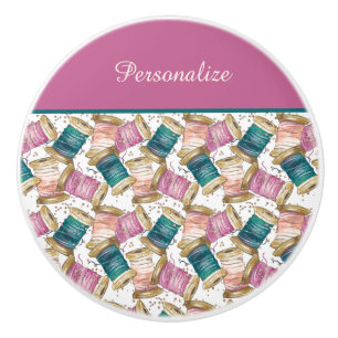 Bouton De Porte En Céramique Fils de couture colorés sur mesure Seamstress