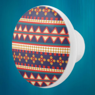 Bouton De Porte En Céramique Fils Nomades   Bouton en céramique à motif aztèque