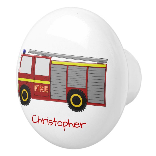 Bouton De Porte En Céramique Fire Engine Design Personalised (Droite)