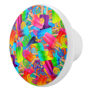 Bouton De Porte En Céramique Flacons de Popsicle CKC, KNOB DE POULET Bleu-CÉRAM