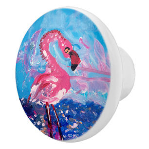 Bouton De Porte En Céramique Flamant rose