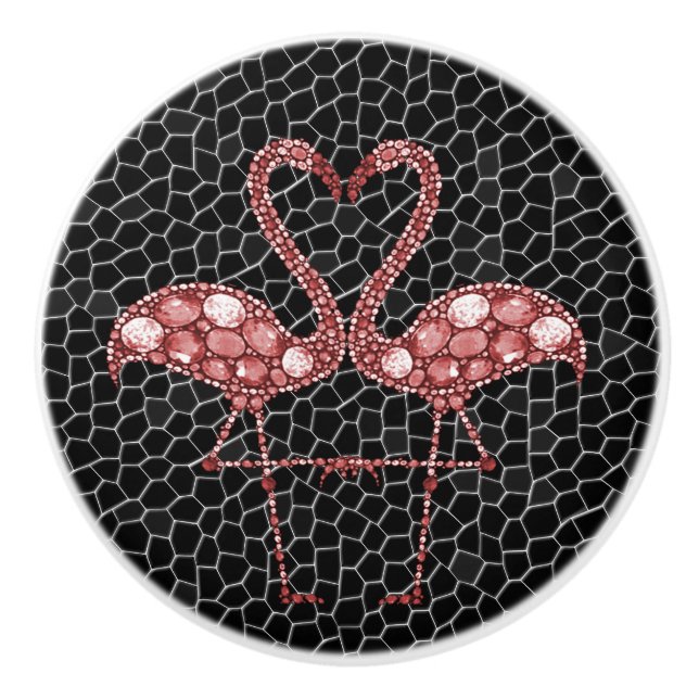 Bouton De Porte En Céramique Flamant rose rose (Devant)