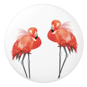 Bouton De Porte En Céramique Flamant rose rose Florida Décor d'origine