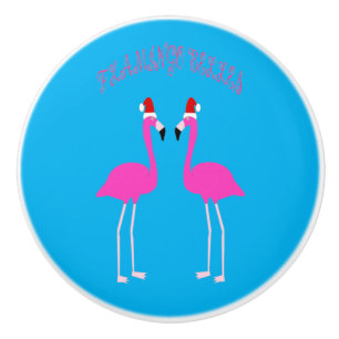 Bouton De Porte En Céramique Flamants roses lesbiennes de Noël Flamant rose Bel