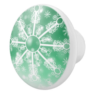 Bouton De Porte En Céramique Flèche de neige verte