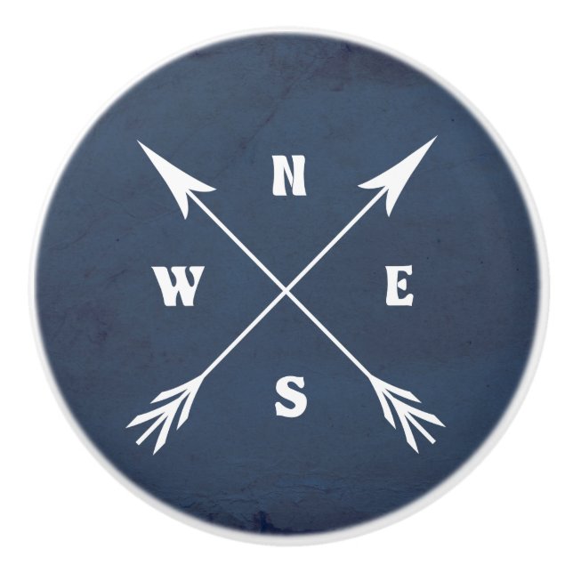 Bouton De Porte En Céramique Flèches compass (Devant)