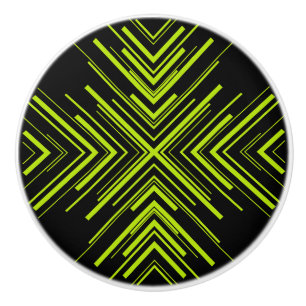 Bouton De Porte En Céramique Flèches en vert citron et noir