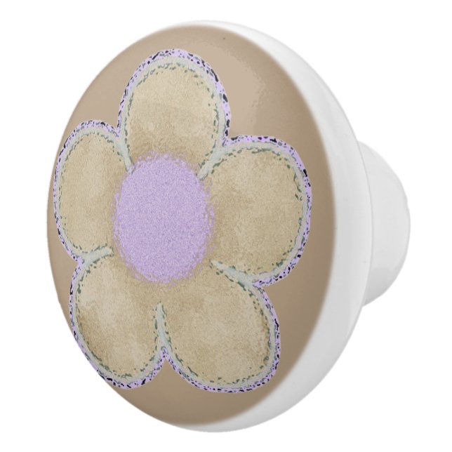 Bouton De Porte En Céramique Fleur Animée (Droite)