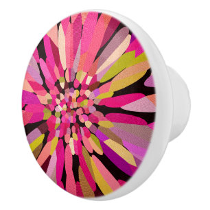 Bouton De Porte En Céramique Fleur Confetti Rose