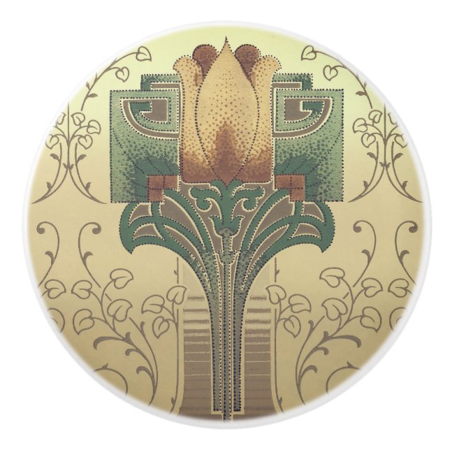 Bouton De Porte En Céramique Fleur d'artisanat victorien (Devant)