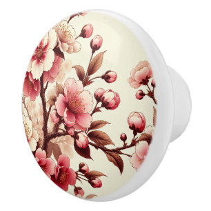 Bouton De Porte En Céramique Fleur de Cerisier