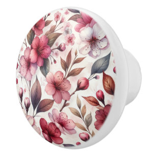 Bouton De Porte En Céramique Fleur de Cerisier