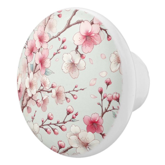 Bouton De Porte En Céramique Fleur de Cerisier (Droite)