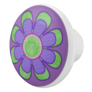 Bouton De Porte En Céramique Fleur de contrôle pourpre
