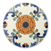 Fleur de folk country méditerranéen bleu orange