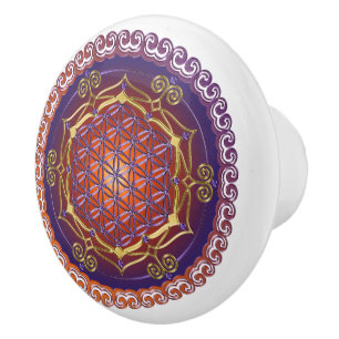 Bouton De Porte En Céramique Fleur de la vie / Blume des Lebens - Ornement I