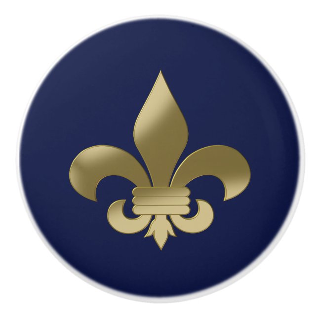 Bouton De Porte En Céramique Fleur de Lis (Devant)
