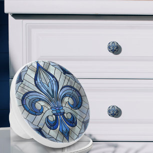 Bouton De Porte En Céramique Fleur-de-lis - Art de la mosaïque de verre