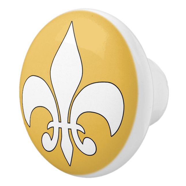 Bouton De Porte En Céramique Fleur de Lis Blanc Fleur de Lis Céramique Personna (Droite)