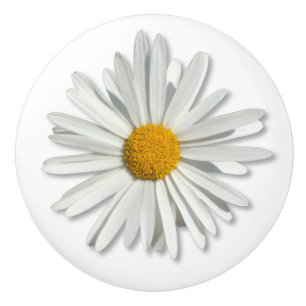 Bouton De Porte En Céramique Fleur de marguerite blanche hippie - Mode tendance