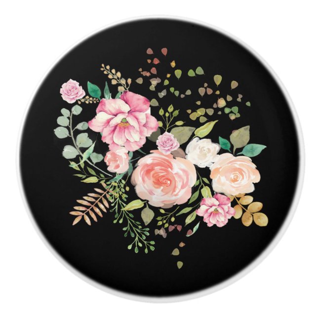 Bouton De Porte En Céramique fleur de printemps (Devant)