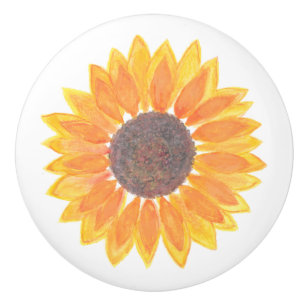 Bouton De Porte En Céramique Fleur de soleil à eau moderne