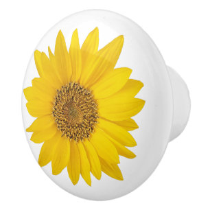 Bouton De Porte En Céramique Fleur de tournesol jaune brillant