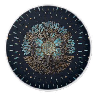 Bouton De Porte En Céramique Fleur de vie - Arbre de vie - Papillon