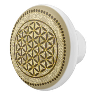 Bouton De Porte En Céramique FLEUR DE VIE - Art du Symbole de Géométrie Sacrée