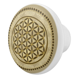 Bouton De Porte En Céramique FLEUR DE VIE - Art du Symbole de Géométrie Sacrée 