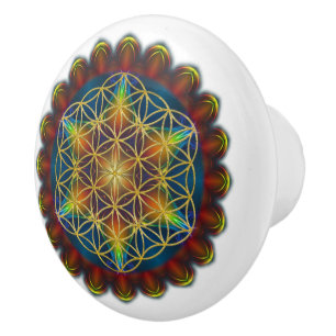 Bouton De Porte En Céramique Fleur de vie / Blume des Lebens - Mandala III