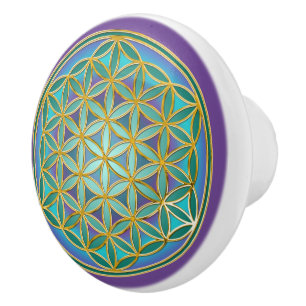 Bouton De Porte En Céramique FLEUR DE VIE - Conception de Géométrie Sacrée 1