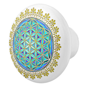 Bouton De Porte En Céramique Fleur de Vie - Ornements de Fleurs Vintage 1