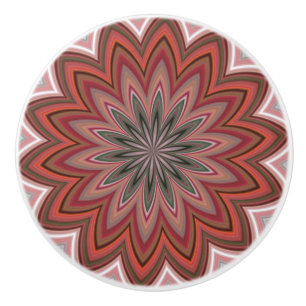 Bouton De Porte En Céramique Fleur du sud-ouest du désert Mandala Rouge