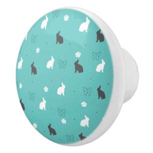 Bouton De Porte En Céramique fleur et papillon mignons