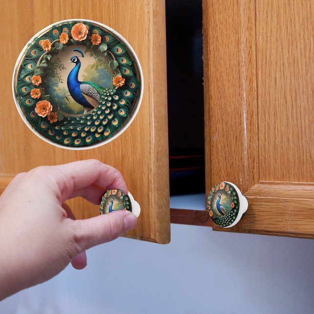 Bouton De Porte En Céramique Fleur Feuillue (Créateur téléchargé)