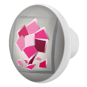 Bouton De Porte En Céramique Fleur fuchsia Abstraite