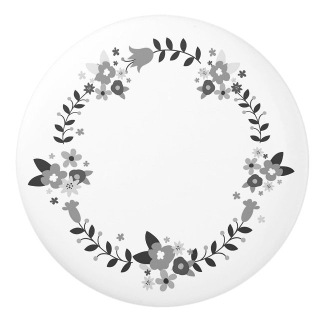 Bouton De Porte En Céramique Fleur grise du pays (Devant)