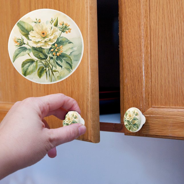 Bouton De Porte En Céramique Fleur jaune (Créateur téléchargé)